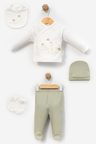 Bebitof Cute Giraffe and Bee Patterned 5-Piece Newborn Hospital Release Bodys...