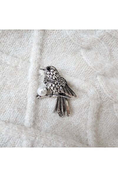 Abundo Magpie brooch with crystals and pearl