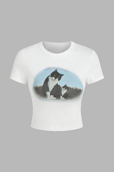 Hiccup Printed Cotton Crop T-Shirt