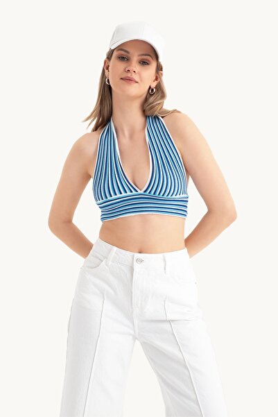 Hiccup Crop top cu decolteu în V adânc și spate decoltat