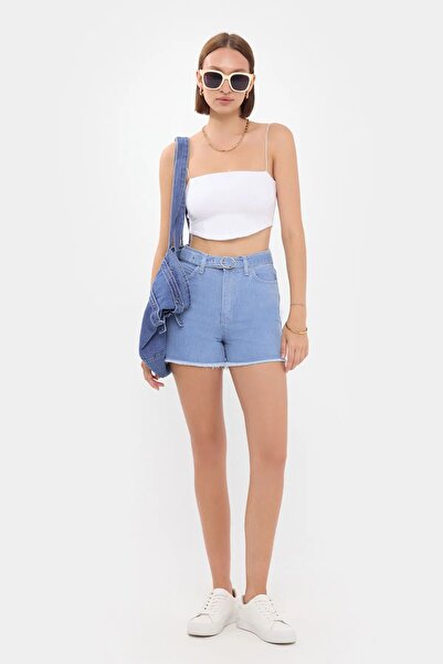 Hiccup High-waisted denim mini shorts with Stitch-Free hem