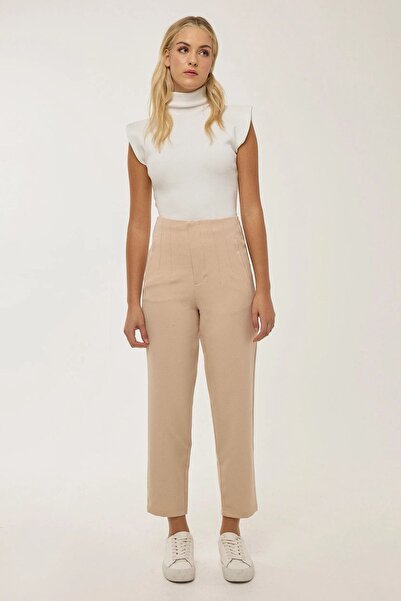 Hiccup Pantaloni nud cu talie înaltă și croială înaltă