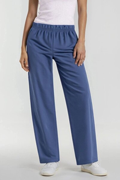 Hiccup Modal Textured Elastic Waist Straight Leg Trousers Berşan Collection