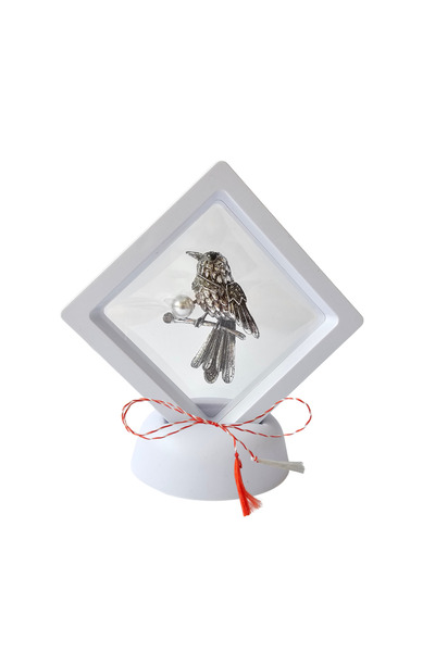 Abundo Magpie brooch with crystals and pearl