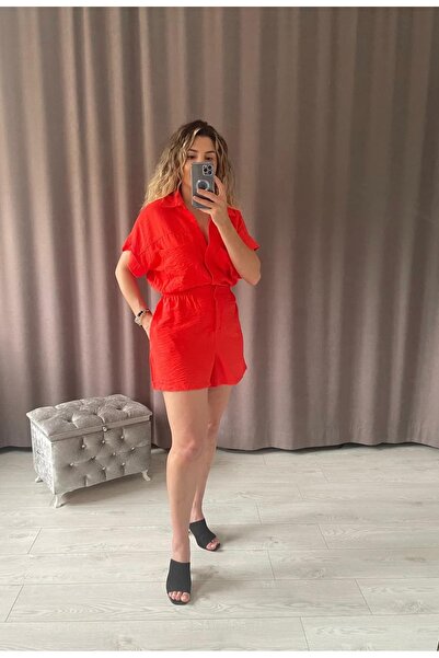 Selenin Elbiseleri Polo Yaka Şort Tulum