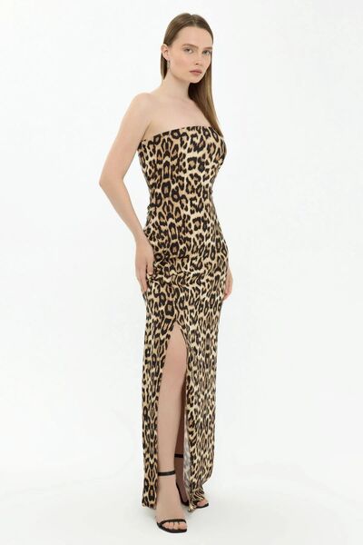 Hiccup Strapless animal Printed maxi dress