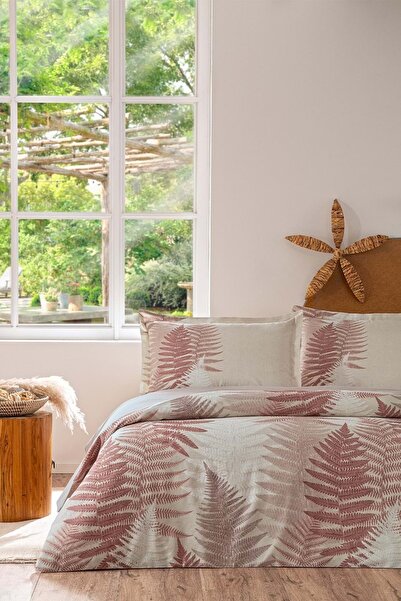 Özdilek Ranforce -Love Ladder Kahve- Lastikli Çarşaflı Çift Kişilik Nevresim ...