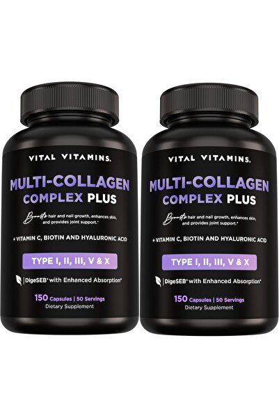 Vital Vitamins Multi Collagen Plus (2-Pack) - with Biotin, Hyaluronic Acid, V...