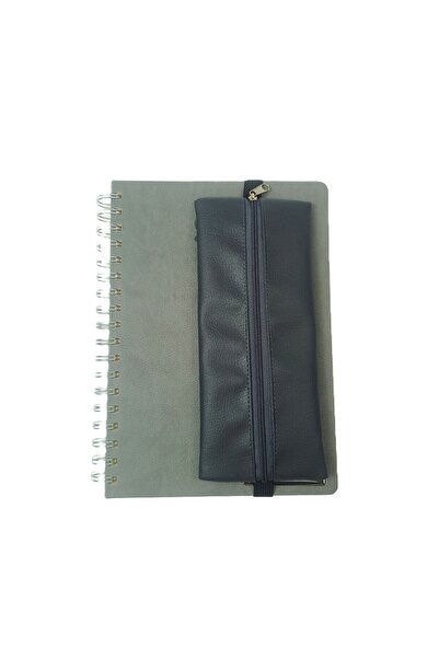 SYAZE Smoked Faux Leather Elastic Notebook Pen Holder – Minimal Pen Bag with Zipper