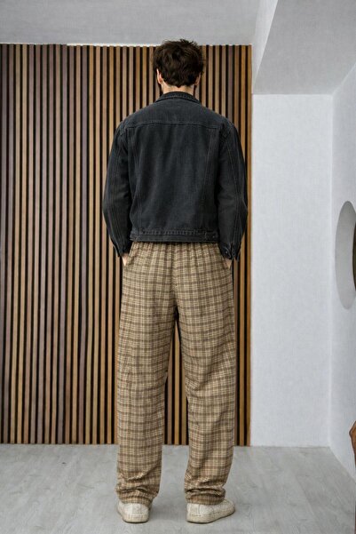 RE7EDİ Yellow White Plaid Fabric Trackpants Unisex