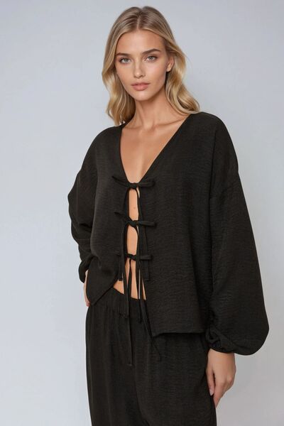 Hiccup Bluză cu croială lejeră și detaliu cu noduri