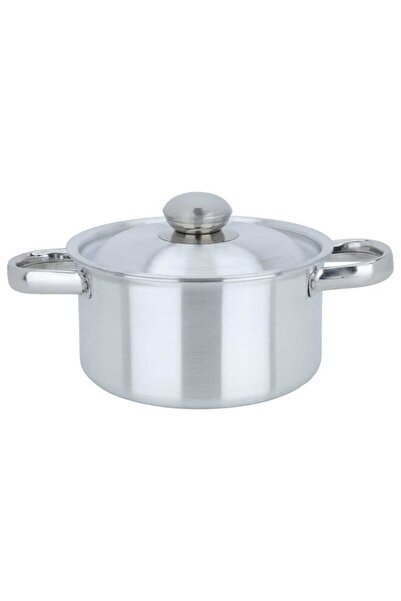Generic Robust aluminum pot with lid and handles, 20 cm, round - silver