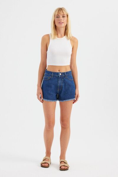 Hiccup High-waisted denim shorts with solid print