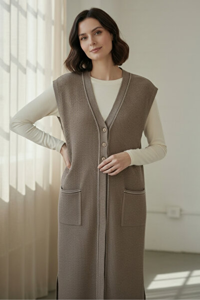 ENDAMIM Plus Size Boat Neck Sleeveless Buttoned Mom Vest Double Pockets Mediu...