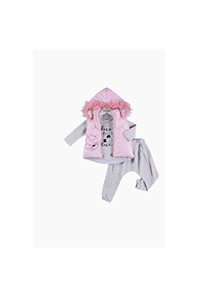 Hippil Baby outfit - little girls with vest, pink, 3 pieces, 1024, 86 cm