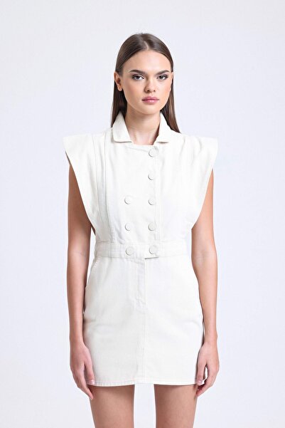 Hiccup Rochie mini cu guler polo și nasturi, cu umeri căptușiți