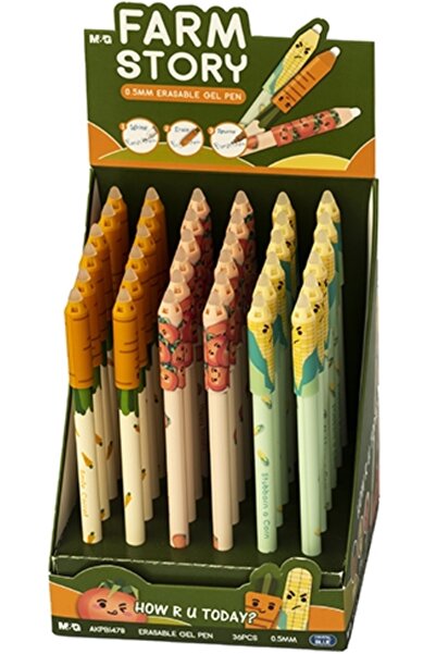 M&G Rewritable gel roller, 0.5 mm, crystal blue, Cute vegetable, 36 pcs/display,