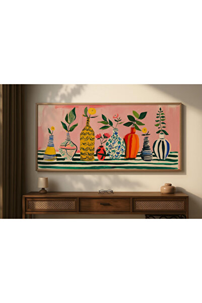 woodhomeworks Tek Parça Gerçek Ahşap Yatay Panorama Çerçeveli Tablo matissede...