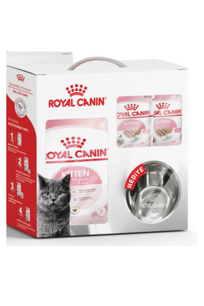 Royal Canin Kitten Yavru Kedi Maması 2 Kg ve 6 Adet Yaş Mama + Mama Kabı Hedi...