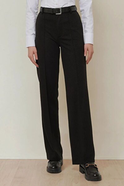 Hiccup Düz Kesim Yüksek Bel Dikiş Detaylı Dokuma Pantolon