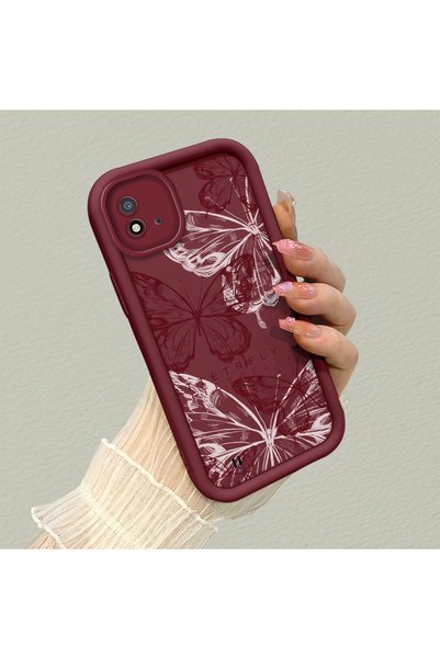PATTERNOVA جراب سيليكون Realme C11 2021 بتصميم فراشة بوردو مع حماية للكاميرا ...