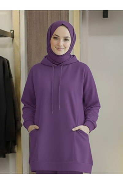 Bala Giyim Women's Single Hooded Pocket Tunic Sweatshirt