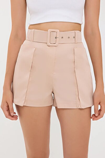 Hiccup Pantaloni scurți din bumbac cu talie înaltă, buzunar și curea