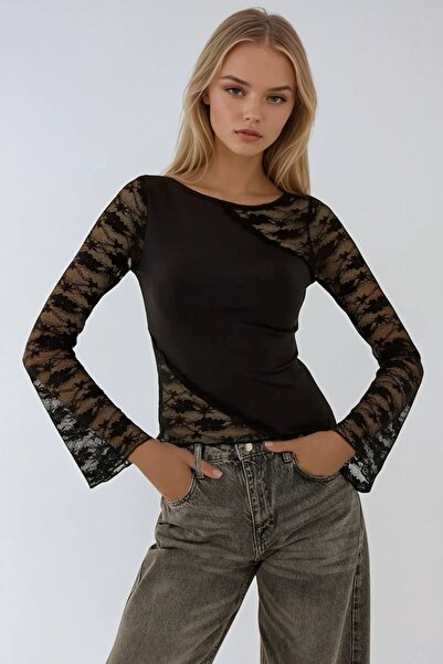 Hiccup Lace Detailed V-Neck Blouse