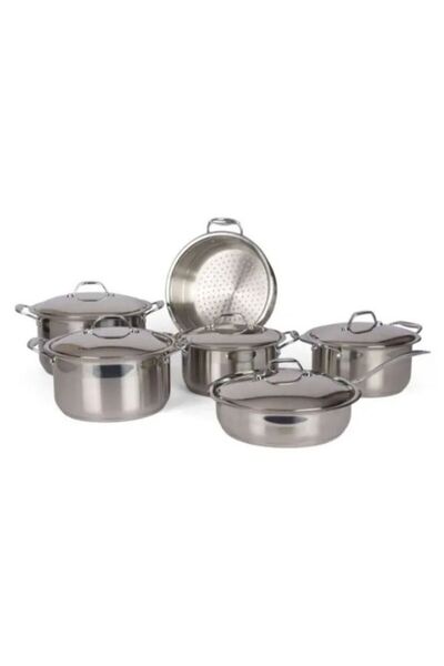 ROCKY Steel Cookware Set, 11 Pieces - Silver