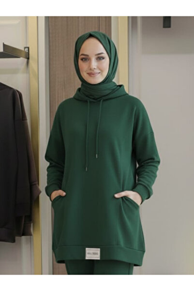 Bala Giyim Women's Single Hooded Pocket Tunic Sweatshirt