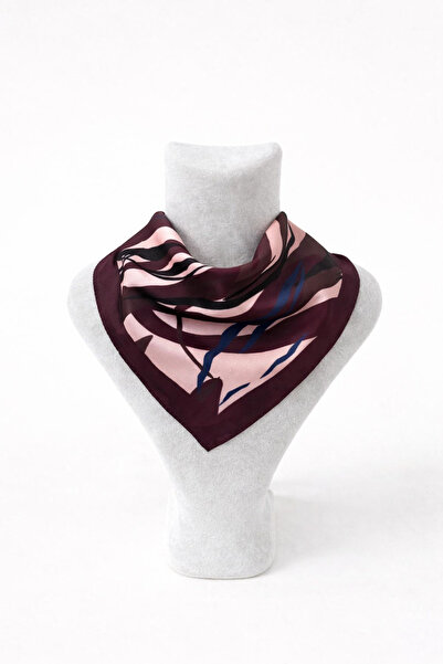 Vanelia Burgundy Leaf Patterned Scarf Bandana