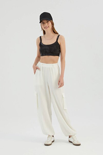 Hiccup Pantaloni cu talie înaltă, elastic și buzunar, croială lejeră