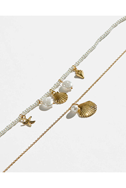 REDTAG Women Gold Embellished Necklace Set (2 Piece)