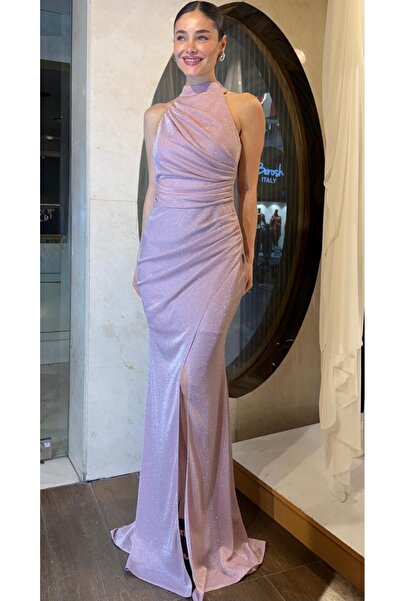 SpringStore Pudra Halter Yaka Simli Abiye