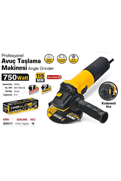 SGS 5109 Hi-Tech Profesyonel Avuç Taşlama Makinesi - 750W 115mm 11000 RPM