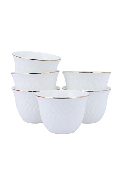 Generic A Set of White Porcelain Arabic Coffee Cups With A Golden Font