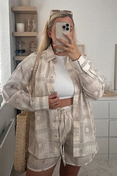 Hiccup طقم قميص وشورت مرن عالي الخصر - قطعتين