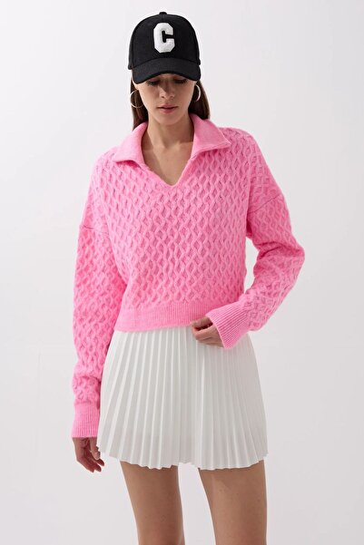 Hiccup Pulover tricotat texturat cu guler de cămașă