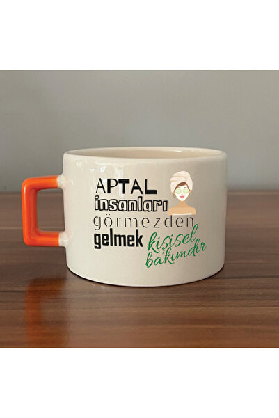 Kırtasiye Ofisi Ignoring  People Square Laf with Orange Handle Gift Cup Mug C...