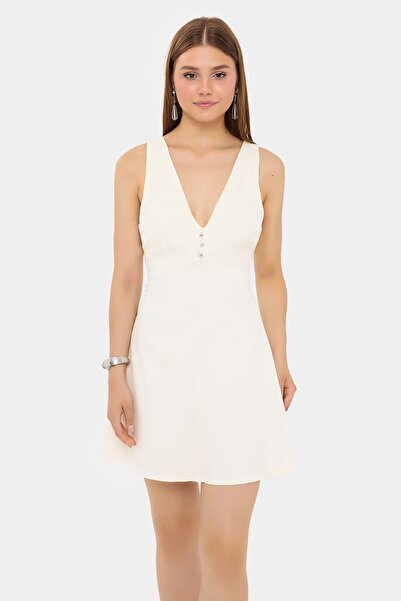 Hiccup Rochie mini din bumbac cu decolteu în V și decupaje, cu nasturi