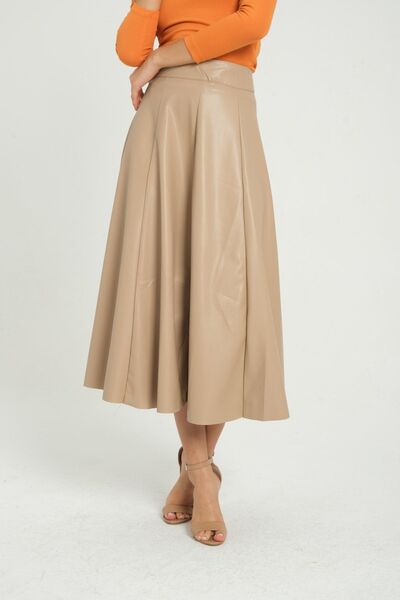 Hiccup High-Leg pleated midi skirt in eco- Leather