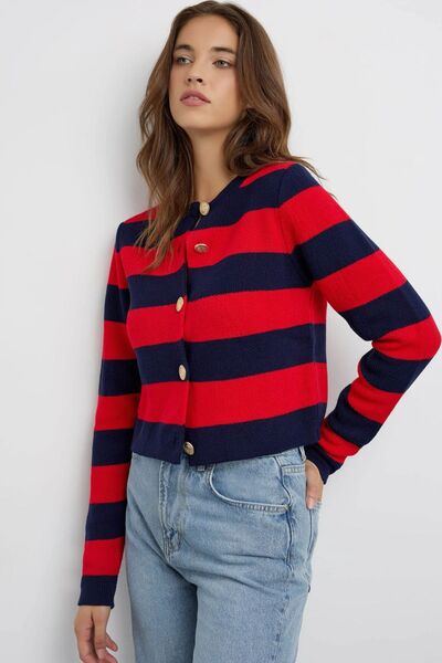 Hiccup Knitted cardigan with stripes and buttons