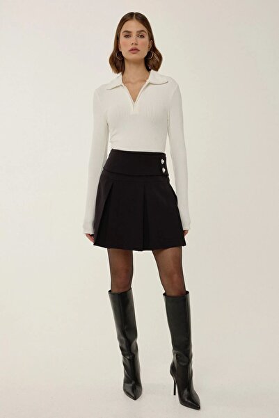 Hiccup Pearl Detailed Pleated Mini Skirt