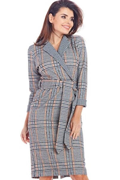 Awama Women's Dress, Polyester, Checkered, M