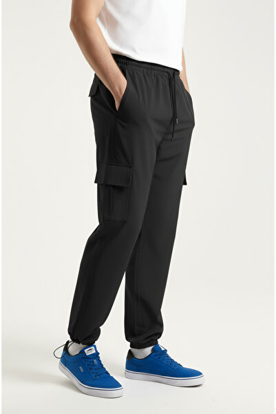 Sizce Moda Men's Black Parachute Fabric Sweatpants |   Cargo Pocket Pieces, w...