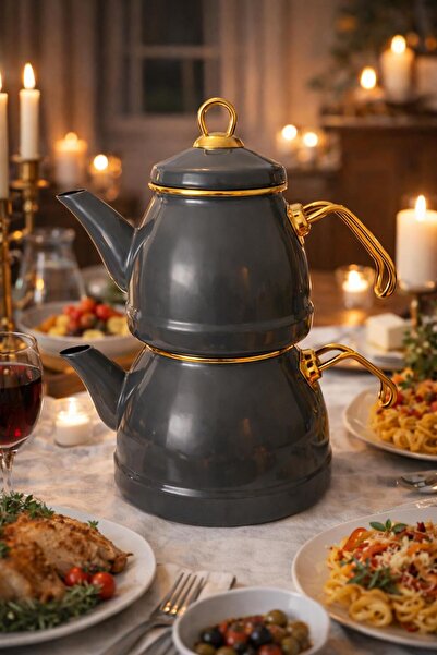 Bee's Knees Emaye Teapot Gray Vintage