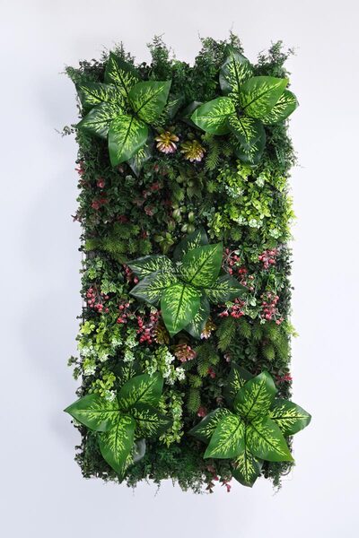 Yapay Çiçek Deposu Yapay Dikey Bitki Hazır Duvar Paneli 100 cm x 50 cm Model 17