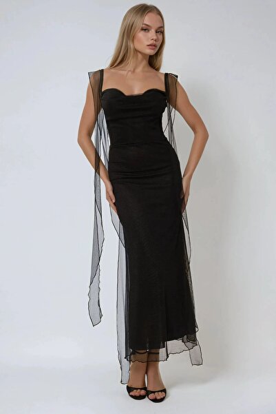 Hiccup Rochie maxi mulată cu guler inimă și volane