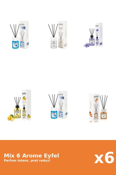 Eyfel Set 6 Mix Eyfel: 1x Bumbac, 2x Cool Water, 1x Lamaie, 1x Lavanda, 1x Pi...