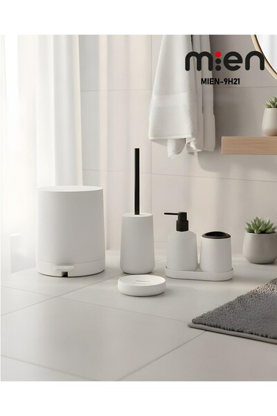 MİEN Round White 5 Piece Bathroom Set